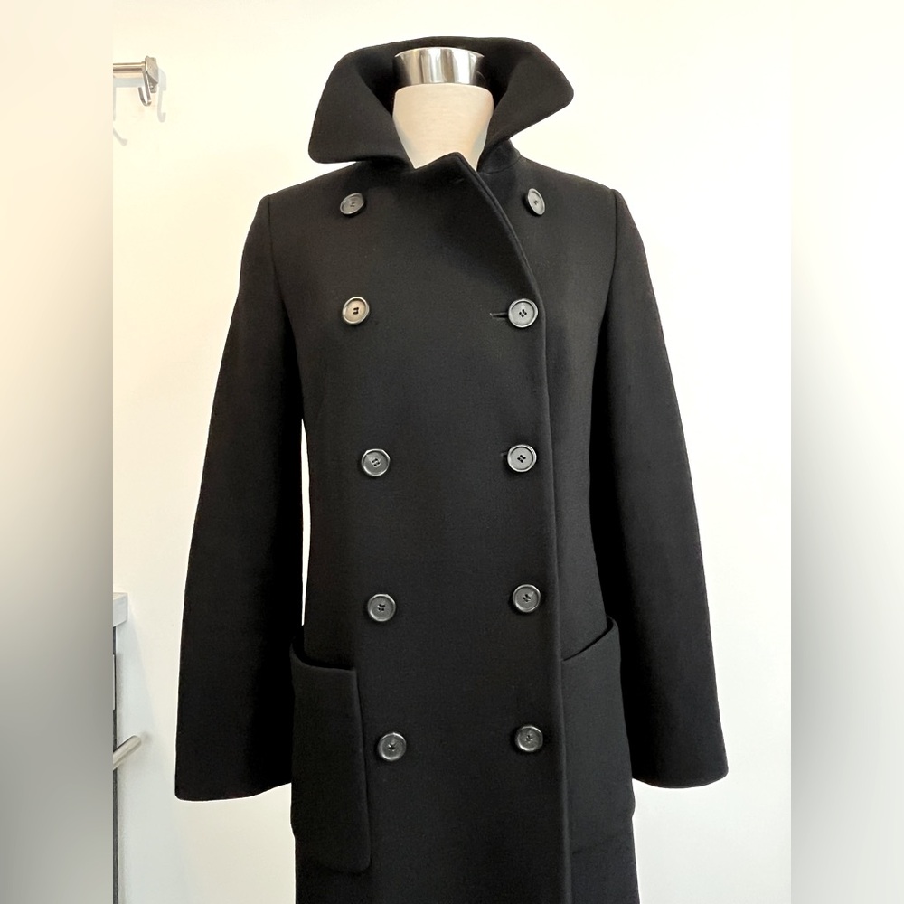 Classic, Double-Breasted Wool Coat in Black by JCrew